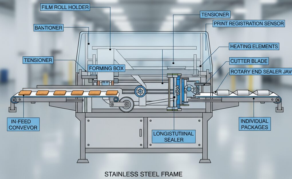 The structure of pillow packing machine