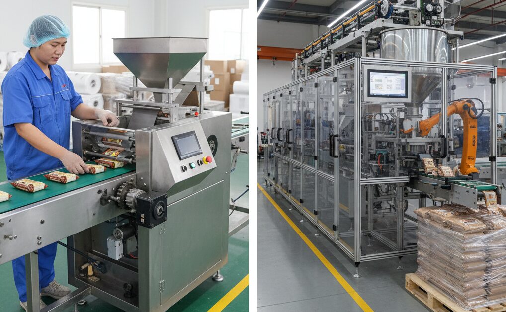 semi-automatic pillow packing machine vs fully automatic pillow packing machine