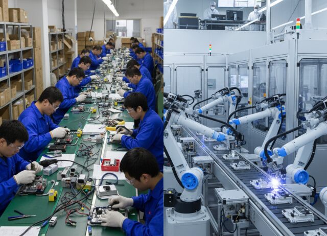 Manual production line vs. fully automated production line