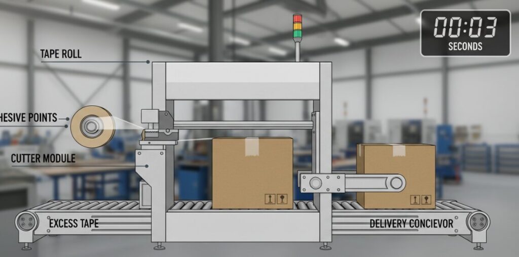 Strapping machine: efficient cleaning and fast cutting.