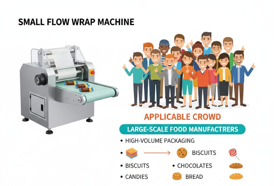 Small flow wrap machines are suitable for large-scale food manufacturers.