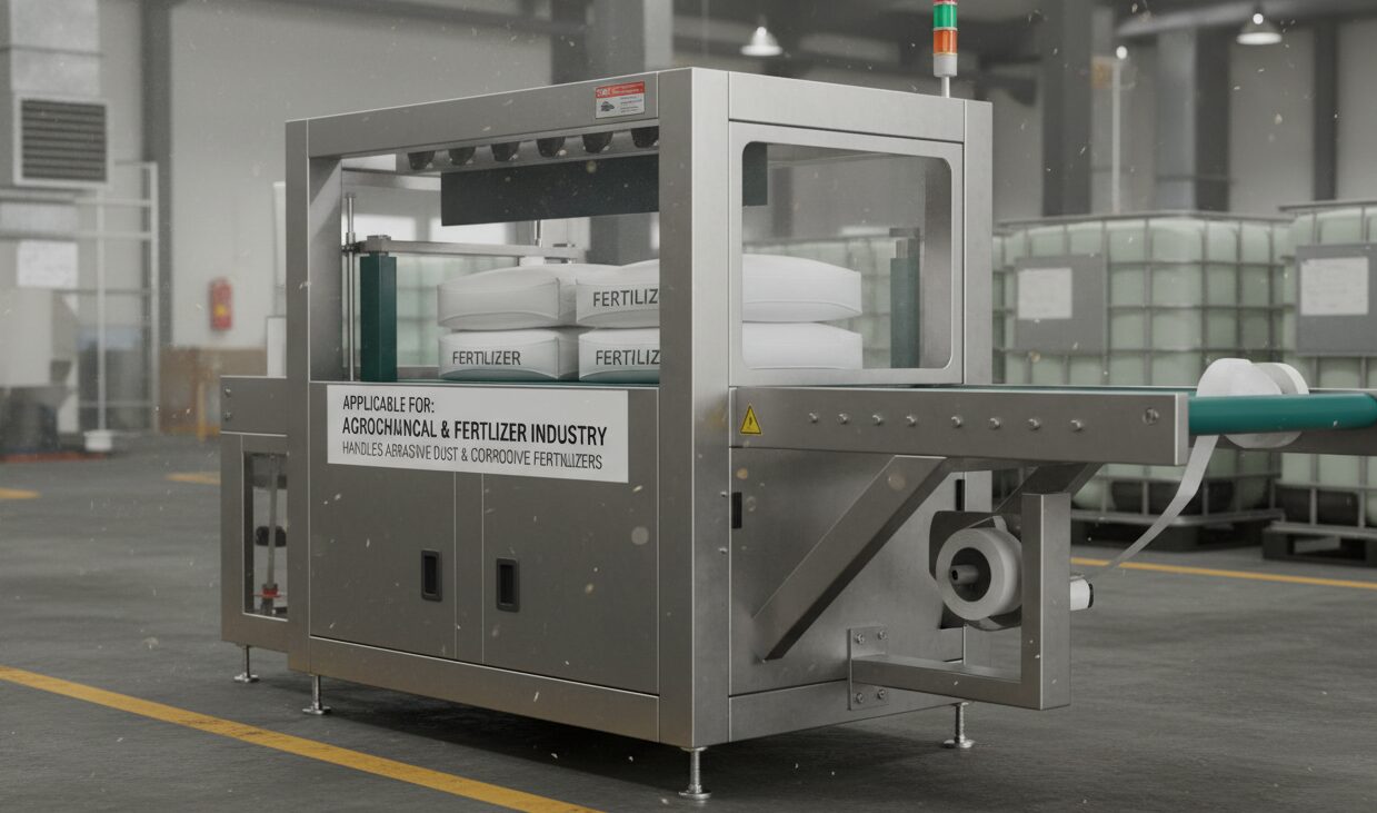 Agrochemical & Fertilizer Industry for automatic strapping machine with stainless steel frame