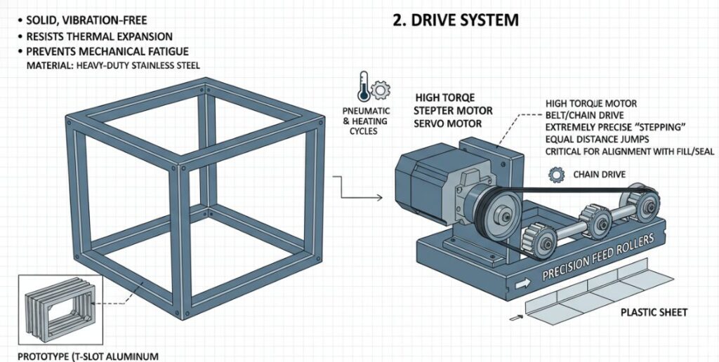 What materials are needed to build the frame of a blister packaging machine?