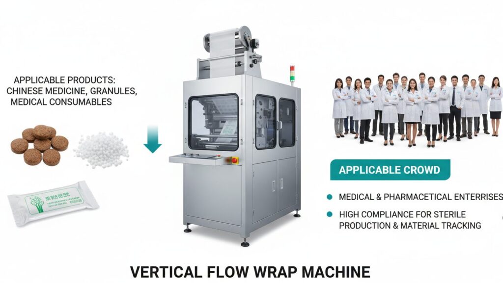Vertical Flow Wrap Machine Applicable crowd To Procurement of medical and pharmaceutical enterprises