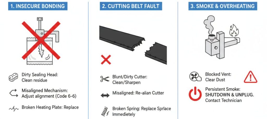 Possible reasons for packaging machine malfunctions: