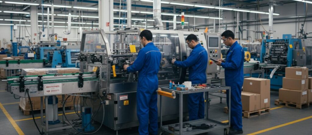 Maintenance of packaging machines on site.