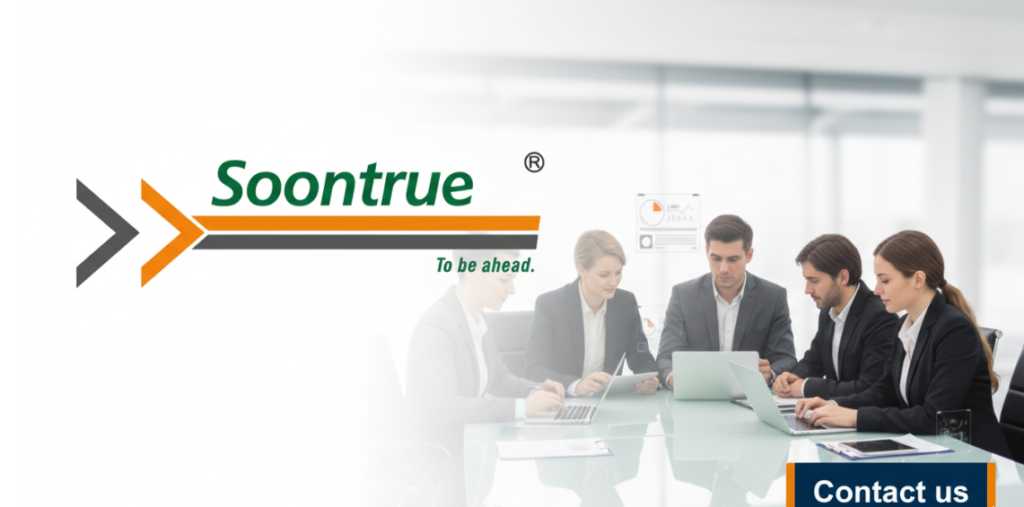 SoonTrue Brand Logo and Team Service Showcase