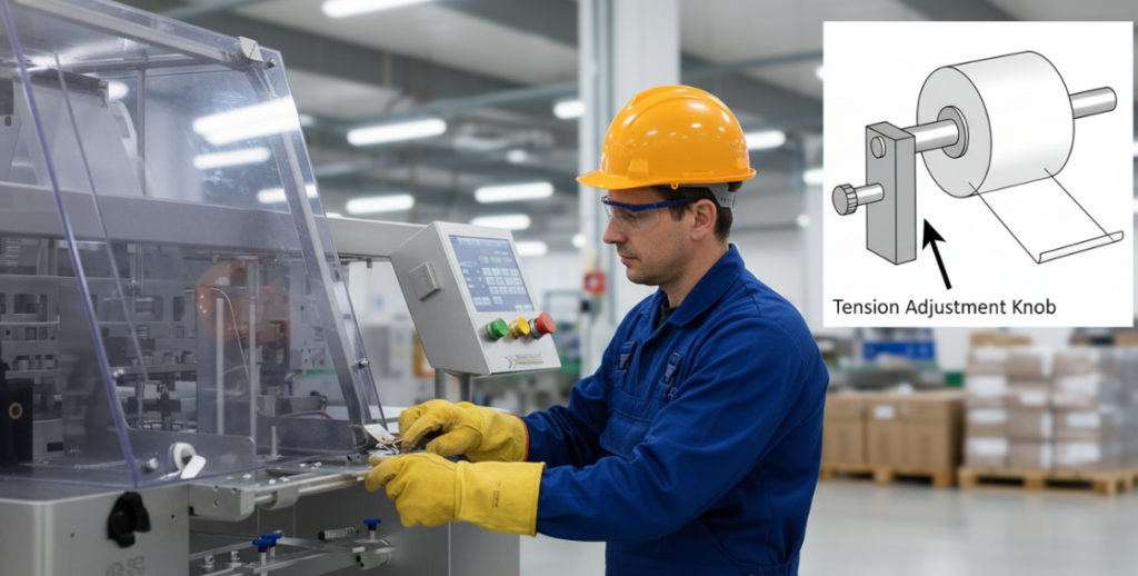 Operator inspects safety guard