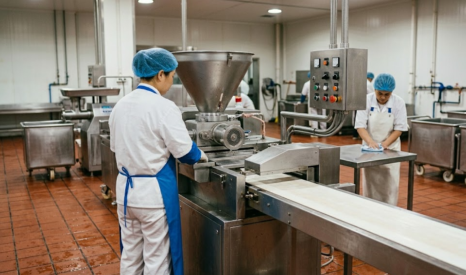 Ground meat packaging machine applicable population