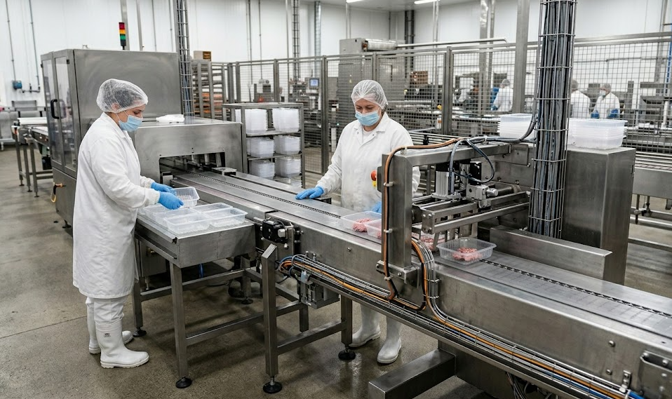 Ground meat packaging machine applicable population