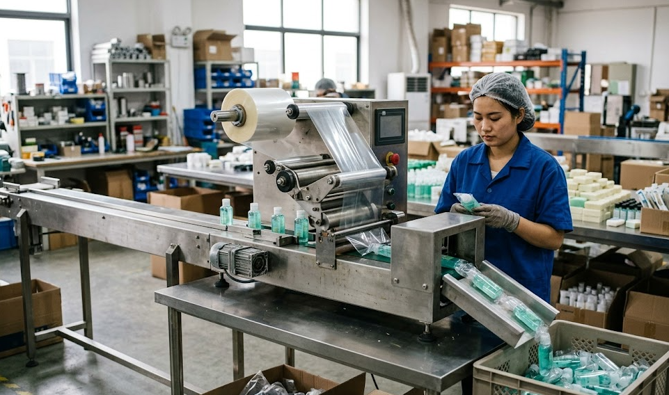 Small flow wrapping machine applicable crowd