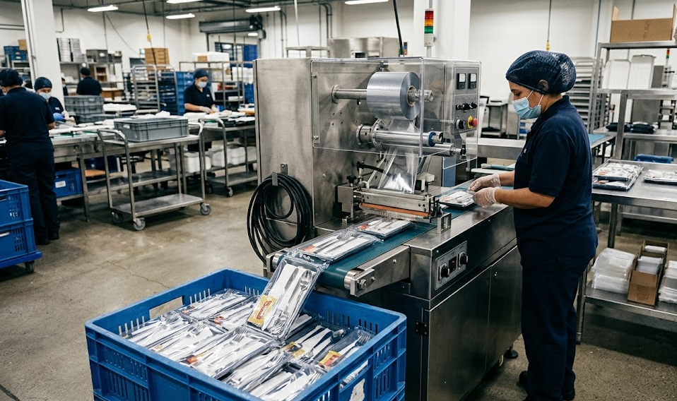 Small flow wrapping machine applicable crowd