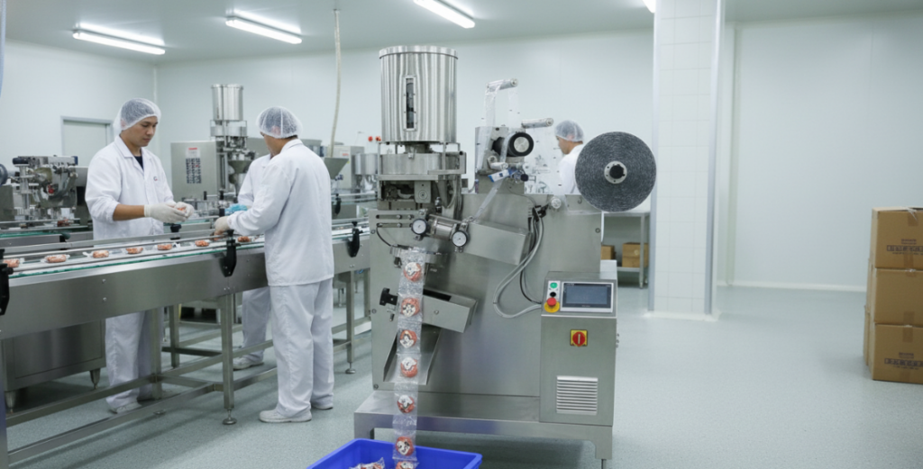 Packaging machine in operation