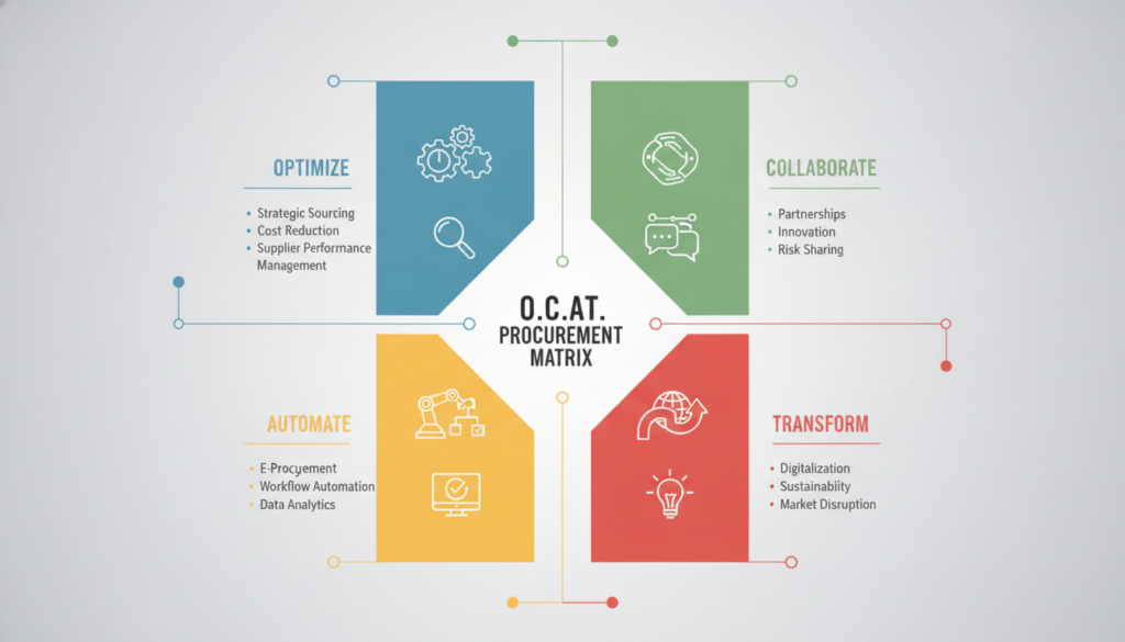 a 4-quadrant infographic showing the O.C.A.T Procurement Matrix
